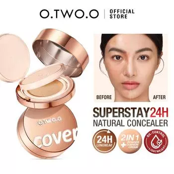 O.TWO.O Крем-кушон Тональная основа Губка Натуральный гладкий консилер Контроль жирности Водостойкий крем-основа стойкости 24 часа Макияж для лица