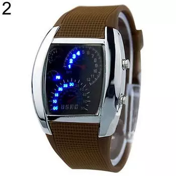 O&W Cool Rubber Band RPM Спидометр автомобиля Turbo Style Цифровые светодиодные наручные водонепроницаемые часы в подарок чёрный