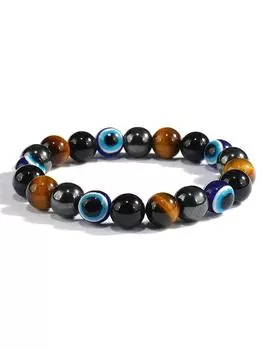 OAIITE 8 мм новый турецкий браслет от сглаза для женщин Очаровательный браслет с камнем тигрового глаза для мужчин гематит Исцеляющие ювелирные изделия для здоровья 1