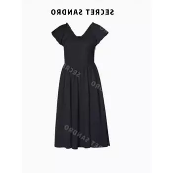 Oajer Oujier Flagship Women s Clothing Store Ou Same Style Summer Gentle Elegant French Tea Break V Neck Dress Female Black L