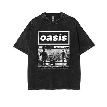 Oasis Рок-группа Графическая Хлопковая Футболка Унисекс Мужская Женская С Коротким Рукавом Топ Фан Мода Бренд Летняя Винтажная Футболка S