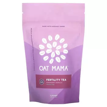 Oat Mama, Fertility Tea, малина и ваниль, без кофеина, 14 чайных пакетиков, 32 г