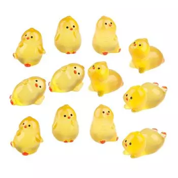 OATIPHO 15 штук Светящийся маленький толстый цыпленок цыпленок Мини цыпленок Светящиеся маленькие цыплята Кукольный цыпленок Моховой пейзаж цыпленок издание Пасха