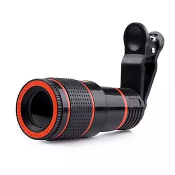 Объектив HD-камеры для телефона, универсальный телескопический объектив с 12-кратным зумом для мобильного телефона для iPhone, внешний чёрный