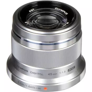 Объектив OLYMPUS Single Focus DIGITAL 45 мм серебристый M.ZUIKO F1.8