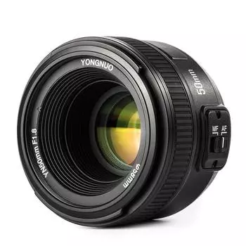Объектив с одной фокусировкой YONGNUO Nikon YN50 мм, полноразмерный, совместимый с байонетом Nikon F. Стандартные объективы D5, D4, D810, D800, D750, D300, D7. Совместим с серией F1.8N,