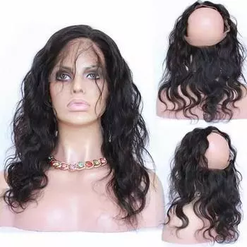 Объемная волна, человеческие волосы, 360, кружевная фронтальная застежка 8 inches естественный/чёрный