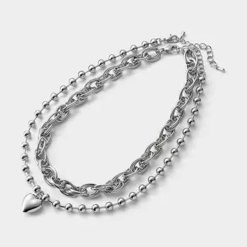 Объемное колье GU by Uniqlo с сердечками