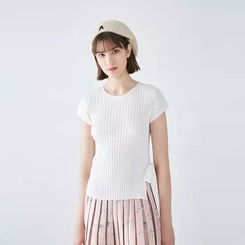 Обэг Пуловер в полоску облегающего кроя с разрезом сбоку и шнуровкой White 170/L/40