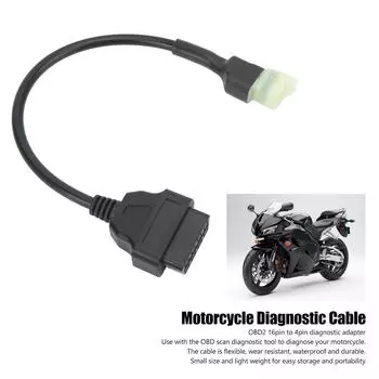 OBD2 16-контактный 4-контактный диагностический адаптер OBD-сканер кодов, соединительный кабель, поддержка линии K для мотоциклов