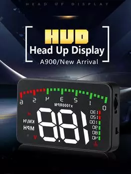 OBD2 Автомобильный проекционный дисплей с 5 уровнями регулировки яркости, приборная панель HUD, проектор скорости автомобиля, обороты в минуту, температура, сигнализация превышения времени вождения чёрный