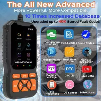 OBD2 автомобильный сканер диагностический сканирующий инструмент, профессиональный механик считыватель кодов неисправностей автомобиля, автоматическое считывание кодов неисправностей, проверка двигателя световой индикации Fo оранжевый