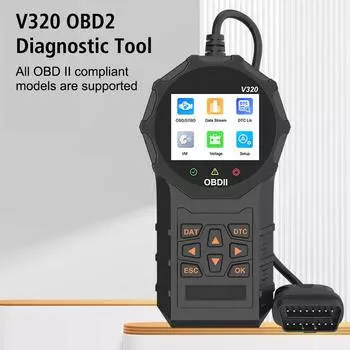 OBD2 Code Reader Многофункциональный V320 Цифровой Дисплей Универсальный Сброс Кодов Неисправностей Тестер Аккумулятора Двигателя Диагностические Инструменты Для Автомобиля OBD 2 Сканер чёрный