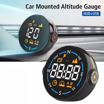 OBD2 GPS Двойная система Автомобильный HUD-дисплей Автомобильный цифровой спидометр Дисплей измерительный прибор Индикатор наклона на лобовом стекле Измеритель уклона чёрный