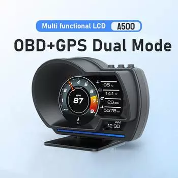 OBD2+GPS Smart Gauge Multi Ala Digital Odometer Диагностика неисправностей Очистка времени Спидометр Turbo RPM Gauge Проекционный дисплей автомобиля чёрный