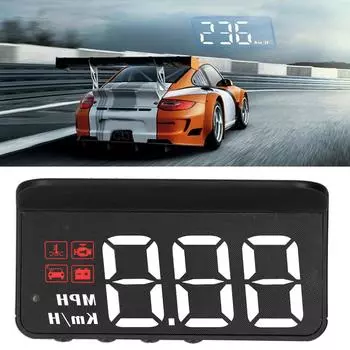 OBD2 HUD Проекционный дисплей на лобовое стекло Многофункциональный датчик Сигнализация Напоминание об усталости за рулем чёрный