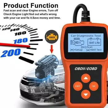 OBD2 сканер автомобиля считыватель кодов неисправностей двигателя Bluetooth-совместимое соединение Компактный размер CAN диагностический сканирующий инструмент оранжевый