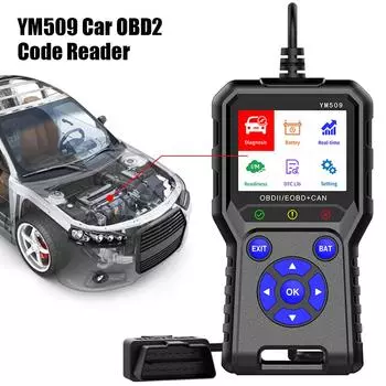 OBD2 сканер ODB2 считыватель кодов двигателя OBD 2 сканер Проверка системы двигателя Многоязычный YM509 диагностический инструмент для автомобиля Стирание кодов ошибок Black