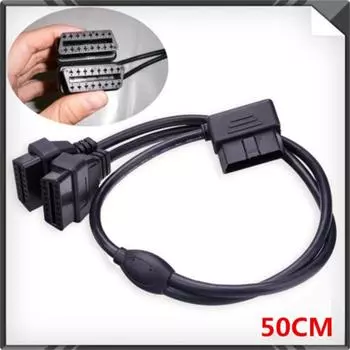 OBD 2 II 50см 16-контактный угловой Y-разветвитель удлинительный кабель для диагностического инструмента