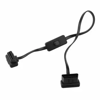 OBD 2 Код 16-контактный разъем «папа-мама» OBD-II/EOBD Прямоугольный диагностический считыватель кодов OBD2 Адаптер-удлинитель с выключателем питания для двигателя автомобиля