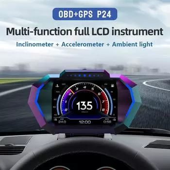 OBD + GPS HUD Автомобильный проекционный дисплей HUD Цифровой спидометр Температура воды Расход топлива Уклономер