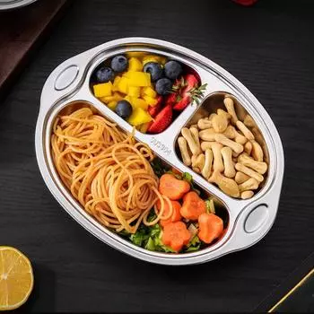 Обеденная тарелка, экологически чистая нержавеющая сталь, отдельная тарелка для детского питания, домашняя 1