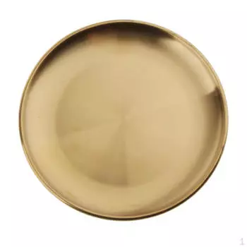 Обеденная тарелка из нержавеющей стали, круглые сервировочные блюда, посуда для барбекю, пикника - золотистая, 14 см