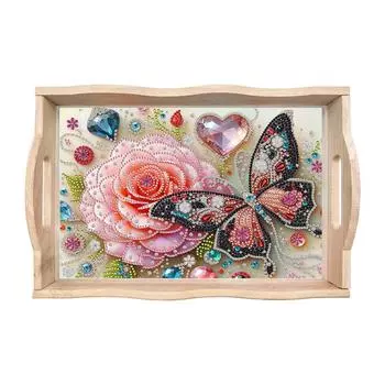 Обеденная тарелка с алмазной росписью и ручками Обеденная тарелка-поднос с алмазной росписью TP003