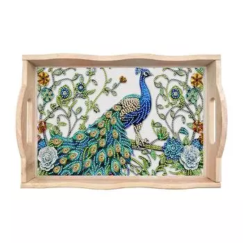 Обеденная тарелка с алмазной росписью и ручками, поднос для менеджера столовых приборов Diamond Art TP003