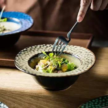 Обеденная тарелка в японском стиле для ресторана в западном стиле, для супа, глубокая керамическая тарелка в виде соты, блюдо для пасты, салатница