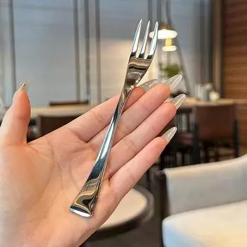Обеденная вилка из нержавеющей стали с длинной ручкой, набор столовых вилок, корейские столовые приборы, четыре зубца, вилки для салата, десерта, фруктов, кухни 1PCS