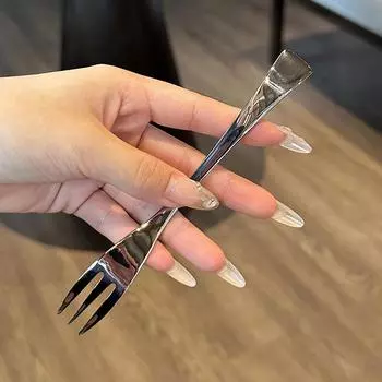 Обеденная вилка из нержавеющей стали с длинной ручкой, набор столовых вилок, корейские столовые приборы с четырьмя зубцами 1PCS