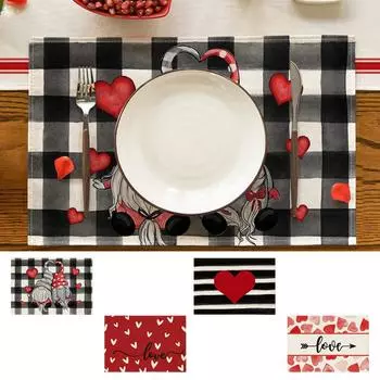 Обеденный коврик на День Святого Валентина с узором «Любовь маленького гнома» Instagram Обеденный коврик в западном стиле Скатерть One Size