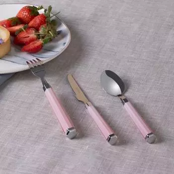 Обеденный набор Karaca Freya, 18 предметов, на 6 персон, розовый набор вилок, ложек, ножей