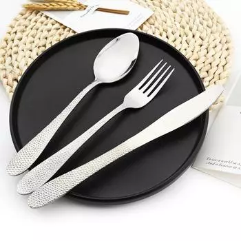 Обеденный нож, ложка, вилка, набор столовых приборов, столовые приборы из нержавеющей стали, качественный обеденный ужин, кемпинг, западная кухня, металлический набор посуды серебряный