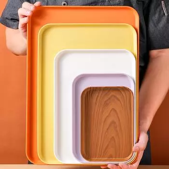 Обеденный поднос в стиле ретро с имитацией древесного зерна - ПП-пластик для закусок, десертов, чая, гостиной, ресторана