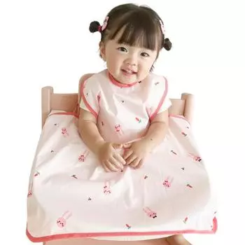 Обеденный стол Bell Baby, встроенный водонепроницаемый нагрудник, майка с полным покрытием, большая, (обновление) розовый кролик, 1 шт., 1 шт.