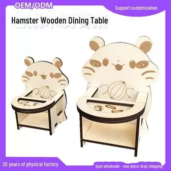 Обеденный стол и стулья из цельного дерева Golden Bear для хомяков - Милая мебель для домашних животных и игровые аксессуары Lucky Bag-1