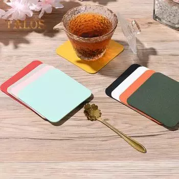 Обеденный стол Подставка для столовых приборов Яркий цвет Износостойкий нескользящий дизайн Круглый квадратный коврик для чашки Коврик для кружки Square чёрный