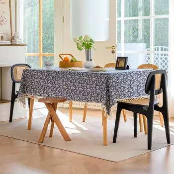 Обеденный стол скатерть с бахромой вышитая клетчатая ткань для домашнего хозяйства, ветер высокого класса прямоугольный журнальный столик 60*60cm
