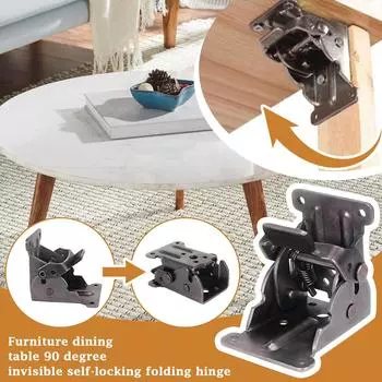 Обеденный стол Соединительная ножка Складная петля Мебель Обеденный стол Складной кронштейн 90 градусов One Size чёрный