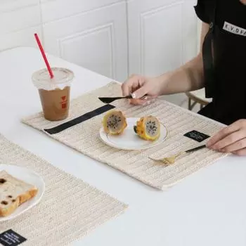 Обеденный стол, утолщенный тканый хлопковый коврик, изоляционная подкладка, противоскользящий коврик для стола 30*45 см, коврик для посуды в стиле INS, кухонный other