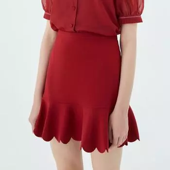 Obeg A- line Wavy Edge Red Skirt Crimson 160/S/36
