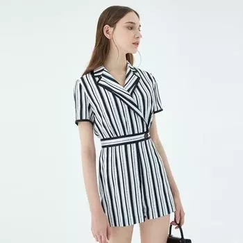 Obeg Модные полоски Цельный с талией А-силуэта Брюки Navy blue strip 155/XS/34