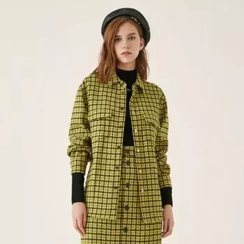 Obeg Нишевая Свободная Рубашка Топ в Клетку Контрастного Цвета Huang Ge 160/S/36