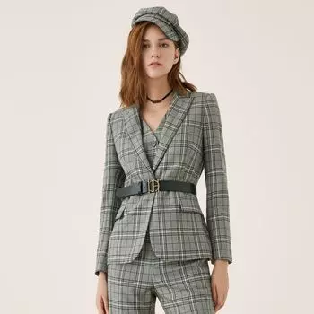 Obeg Новинка Клетчатый Профессиональный Костюм Верхняя Одежда Light gray grid 155/XS/34