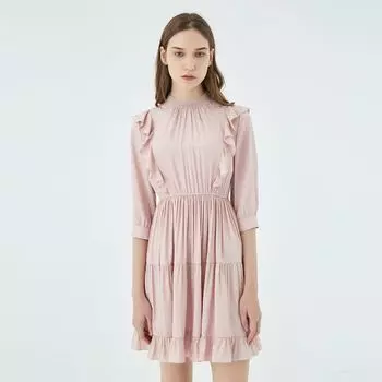 Obeg Женское Летнее Новое Платье с Рюшами в Дворцовом Стиле Pink 170/L/40