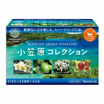Обернутая ванна Bath Clean, соль для ванн Aroma Sparkling Ogasawara Collection, 4 аромата x 3 упаковки, пенящийся тип [Индивидуальный ассортимент] (12 упаковок)