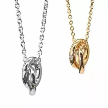 Обернутое бриллиантовое двойное парное ожерелье из хирургической нержавеющей стали с бриллиантами, изготовленное на заказ, фирменная сумка для пары, годовщина [Lion Heart] для мужчин и женщин