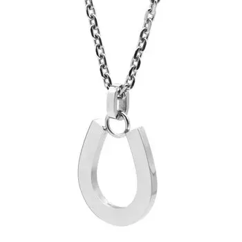 Обернутое простое ожерелье в виде подковы из хирургической нержавеющей стали, серебряная подкова, гипоаллергенная к металлам, в комплекте фирменный мешочек [Lion Heart] для мужчин